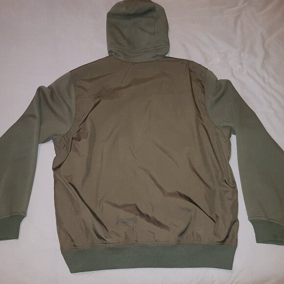 Jordan Letterman Button Up Varsity Hoodie 2 Tone Black Fleece + Poly Body XL - Picture 11 of 16